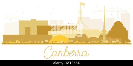 Canberra Australie City skyline silhouette d'or. Vector illustration. Concept simple pour le tourisme présentation, bannière, un placard ou un site web. Illustration de Vecteur