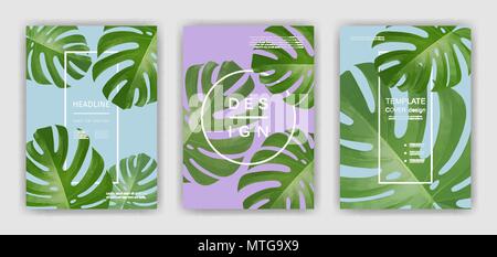 Arrière-plan avec des feuilles de palmier tropical. Plantes tropicales exotiques. Illustration de Vecteur