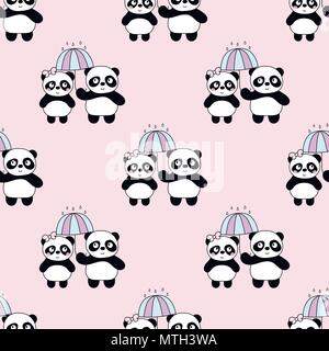 Motif bébé sans couture avec mignon pandas. Illustration de Vecteur