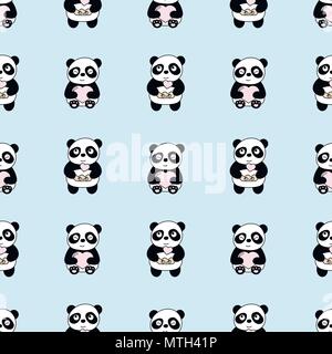 Motif bébé sans couture avec mignon pandas. Illustration de Vecteur