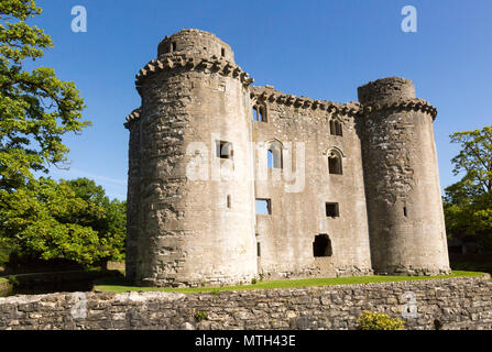 Ruines historiques en pierre et des douves de Nunney Castle, Somerset, England, UK Banque D'Images