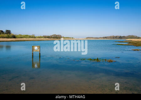 Vue de la large rivière Yar, vu depuis le pont-jetée à l'eau douce, Isle of Wight, Hampshire, Royaume-Uni. Banque D'Images