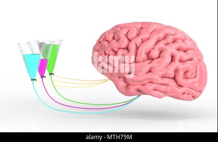 Le contrôle du cerveau des hormones et d'émotions. 3d illustration Banque D'Images