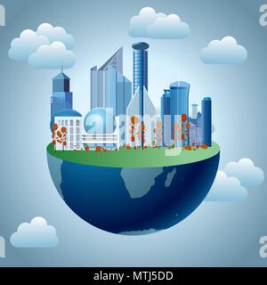 Concept d'urbanisation avec globe et ville Illustration de Vecteur