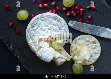 Le camembert sur ardoise plateau de fromages - top voir photo Banque D'Images