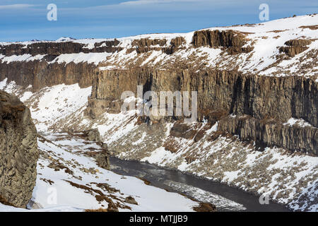 Cascade de Dettifoss en hiver Islande Banque D'Images