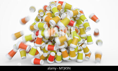 S'effondrer tas de café à emporter tasses - le rendu 3D Banque D'Images