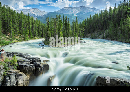 Sunwapta Falls dans le Parc National de Jasper, Canada. Banque D'Images