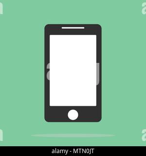 L'icône du smartphone dans le style plate sur le fond vert. L'icône iphone smartphone dans le style plate sur le fond vert. Téléphone portable smartphone blanc modèle plat Illustration de Vecteur