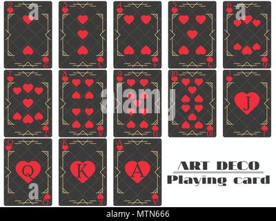 Cartes à jouer coeur de même. Cartes de poker design original style art déco. Vector illustration Illustration de Vecteur