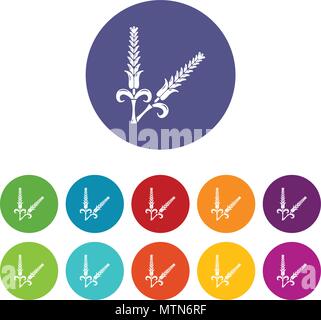 Blé haut icons set vector color Illustration de Vecteur