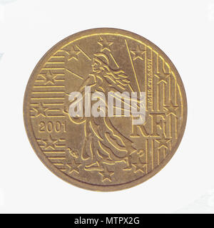 10 centimes d'euro pièce d'or nordique (France) Banque D'Images