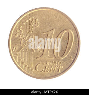 10 centimes d'euro pièce d'or nordique (France) Banque D'Images