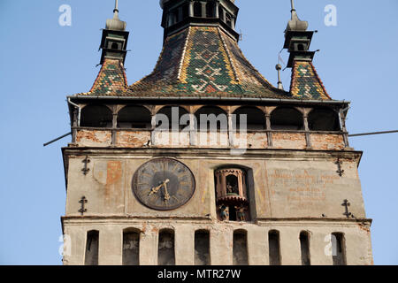 Tour de l'horloge historique Transivania Roumanie Sighisoara. Banque D'Images