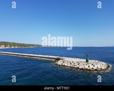 Petit phare vert, Carloforte Sardaigne Italie Banque D'Images