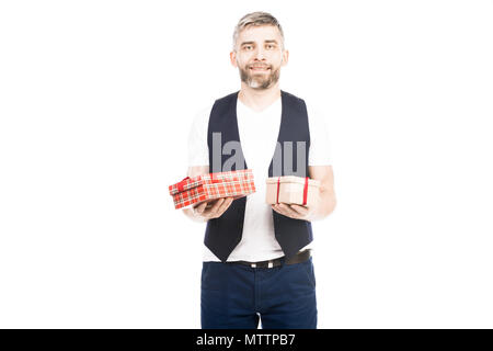 Handsome Man with Presents Banque D'Images