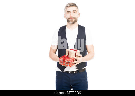 Homme séduisant avec des Cadeaux Banque D'Images