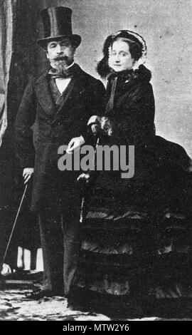 . Anglais : l'empereur français Napoléon III et son épouse Eugénie . 1861. André Adolphe Eugène Disderi (1819-1889) 437 NapoleonIIIEugenieDisderi Banque D'Images