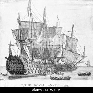 . Anglais : le "HMS Royal Anne" dans l'année 1721. Probablement du 18e siècle. Inconnu 530 Royal Anne (navire, 1670) - SLV H99.220-2568 Banque D'Images