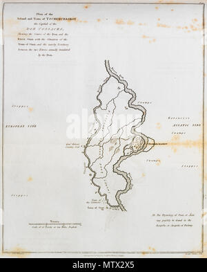 . Anglais : Edward Daniel Clarke. Voyages dans différents pays de l'Europe d'Asie et d'Afrique. La première partie de Tartarie Russie et la Turquie (1810). La deuxième partie de l'Égypte La Grèce et la Terre Sainte (1813). Londres, R. Watts pour Cadell et Davies // La ville montrée ici comme Tscherchaskoy Starochrekasskaya est l'actuel. Le bâtiment marqué comme le général Orlow's siège pays correspond à l'actuelle ville de Novotcherkassk Русский : междуречья Дона Аксая Карта и около 1810 года. Справа Дону Город (на) - современная Старочеркасская. «Генерала Орлова» слева Дом на (Аксае современный Новочеркасск -). 1813. Edward Dani Banque D'Images