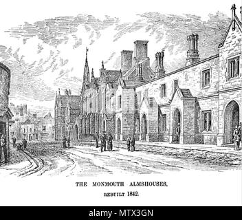 . Anglais : Monmouth Alms Maisons, reconstruite en 1842. 19 avril 2012. Artiste inconnu 422 Monmouth Alms Maisons 1 Banque D'Images