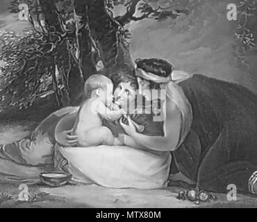 . Shakespeare Shakespeare ou nourrissons allaités par la tragédie et la comédie . Fin du xviiie siècle. Gravé par B. Smith (dates inconnues) après peinture par George Romney (1734-1802) 528 Romney-InfantShakespeare Banque D'Images