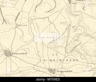 . Deutsch : Ausschnitt mit Markersdorf und den umgebenden, Kottendorf Dörfern und Rittersdorf Treppendorf aus der Karte der Kgl. Preuss. Landesaufnahme von 1888, Topographische Karte Nr. 5133. 1888. Kgl. Preuss. Landesaufnahme 531 Ruine Markersdorf Banque D'Images