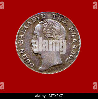 . Le roi Otto 1/2 Drachme 1855 . 1855. Inconnu 460 Otto Coin Banque D'Images