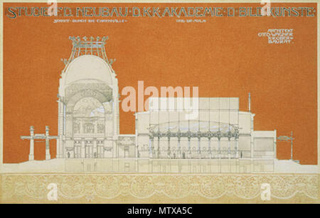 . Anglais : Profil du Memorial Hall et la salle principale, l'Académie des beaux-arts, Aquarelle et crayon blanc de zinc, 29,8 x 46,7 cm Historisches Museum der Stadt Wien, Vienne. 1898. Otto Wagner Otto Wagner 460 001 Banque D'Images