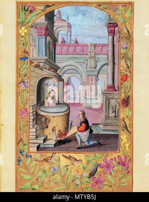 569 Splendor Solis - Traité d'Alchimie - bouillir le corps dans le vase (Les Sept Paraboles) Banque D'Images