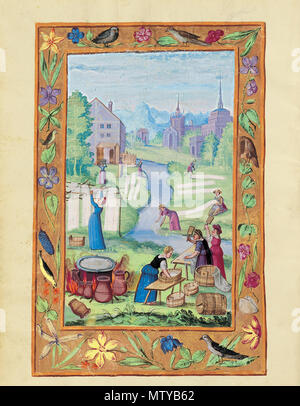 569 Splendor Solis - Traité d'Alchimie - Femmes lavant le linge Banque D'Images