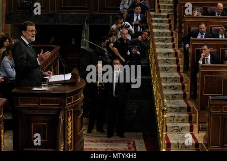 Madrid, Espagne. 31 mai 2018. Motion de censure contre le gouvernement espagnol débat après la sentence qui condamne le Parti populaire -- PP pour corruption dans l'affaire Gurtel habilités, congrès, Madrid. (Photo : Cuesta/261/Cordon presse). Credit : CORDON PRESS/Alamy Live News Banque D'Images