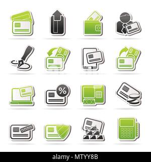 Carte de crédit, terminal de point de vente et les icônes ATM - vector icon set Illustration de Vecteur