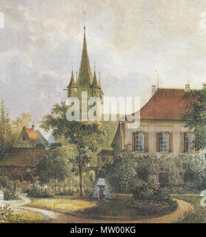 . "Schwaigern, Blick vom Schloßpark auf Schloß und Stadtkirche" . 14 octobre 2006. par Pieter Francis Peters (1818-1903), Aquarell, 1851 547 Schwaigern-Peters-1851 Banque D'Images