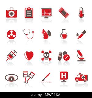 Outils médicaux et équipements de soins de santé - icônes vector icon set Illustration de Vecteur