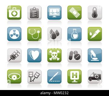 Outils médicaux et équipements de soins de santé - icônes vector icon set Illustration de Vecteur