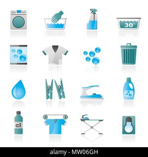 Lave-linge et blanchisserie icônes - vector icon set Illustration de Vecteur