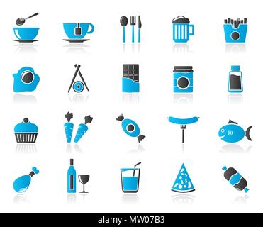 Différents types d'aliments et boissons 1 icônes - vector icon set Illustration de Vecteur