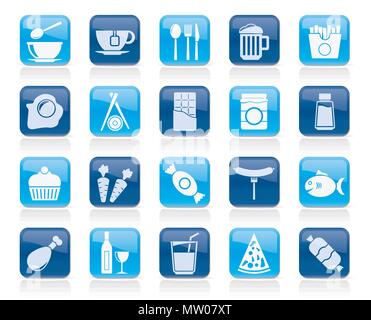 Différents types d'aliments et boissons 1 icônes - vector icon set Illustration de Vecteur