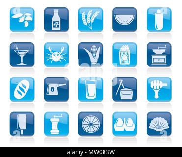 Différents types d'aliments et de boissons icônes 3 - vector icon set Illustration de Vecteur