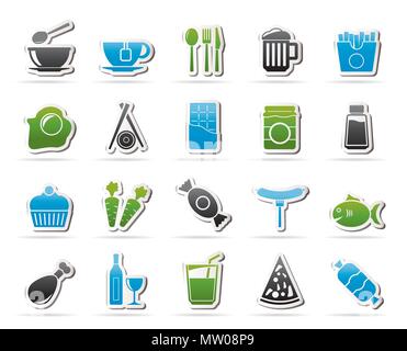 Différents types d'aliments et boissons 1 icônes - vector icon set Illustration de Vecteur