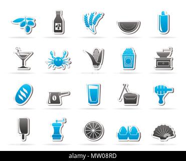 Différents types d'aliments et de boissons icônes 3 - vector icon set Illustration de Vecteur