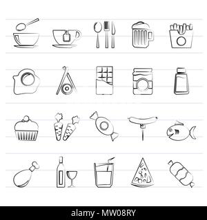 Différents types d'aliments et boissons 1 icônes - vector icon set Illustration de Vecteur