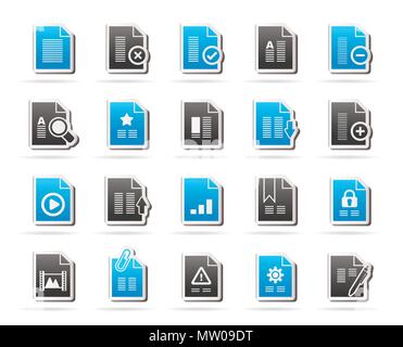 Différents types d'icônes de document - vector icon set Illustration de Vecteur