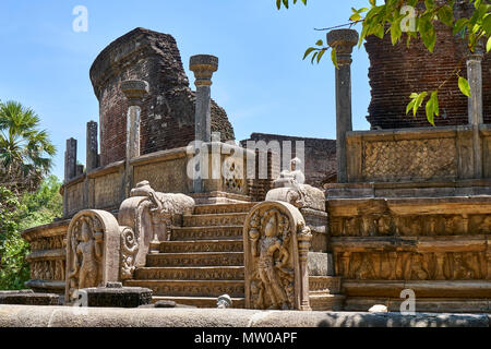 L'ancienne Vatadage à Polonnaruwa, Sri Lanka Banque D'Images