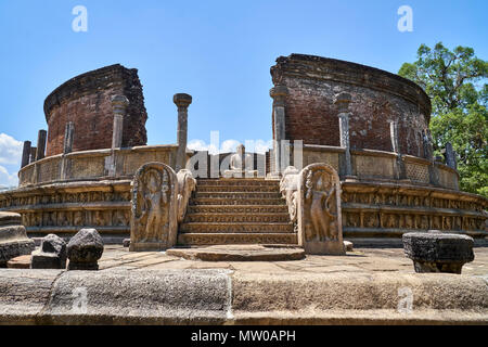 L'ancienne Vatadage à Polonnaruwa, Sri Lanka Banque D'Images