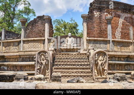 L'ancienne Vatadage à Polonnaruwa, Sri Lanka Banque D'Images