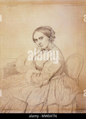 . English : Ingres, portrait de Delphine Ramel avenir épouse de l'artiste, en 1852, dessin conservé au musée Bonnat de Bayonne . 9 avril 2014, 22:05:37. Jean-Auguste-Dominique Ingres Ingres dessin 511 Ramel Banque D'Images