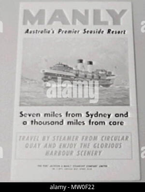 . Port Jackson et Manly Steamship Company Publicité . 1938. Port Jackson et Manly Steamship Company 485 société PJMS ad2 Banque D'Images