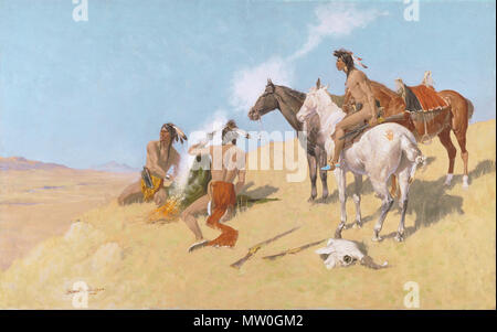 . Anglais : Frederic S. Remington (1861-1909) ; le signal de fumée ; 1905 ; Huile sur toile ; Amon Carter Museum of American Art, Fort Worth, Texas, Collection ; Amon G. Carter 1961.250 . 22 août 2008, 09:53:00 599 Le signal de fumée, 1905, par Frederic S. Remington Banque D'Images